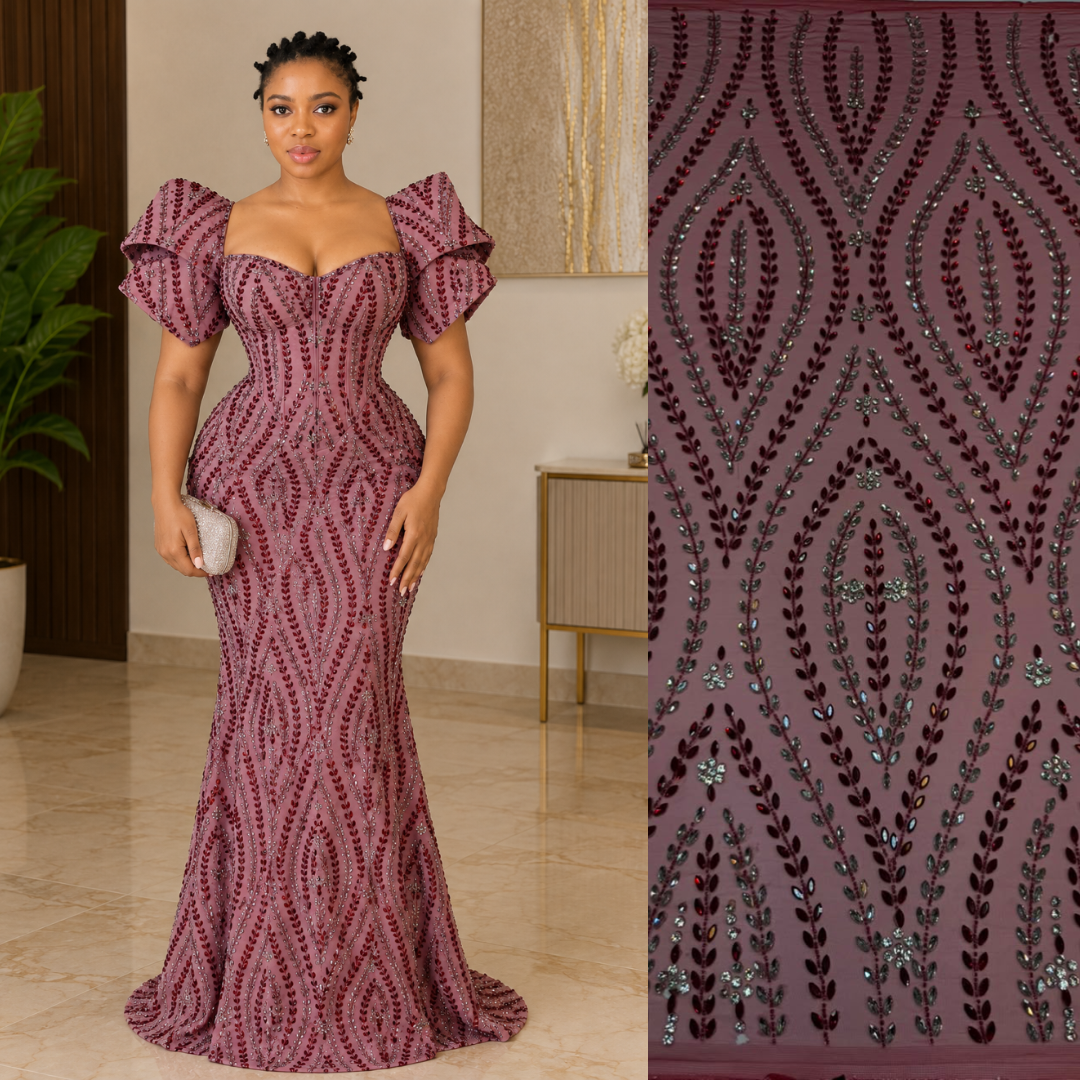 Luxury beaded lace fabrics